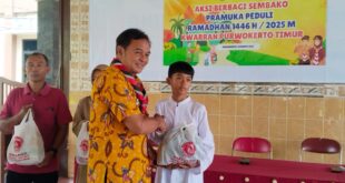 Pramuka Peduli Kwartir Ranting Purwokerto Timur Gelar Aksi Berbagi Sembako Ramadhan 1446 H